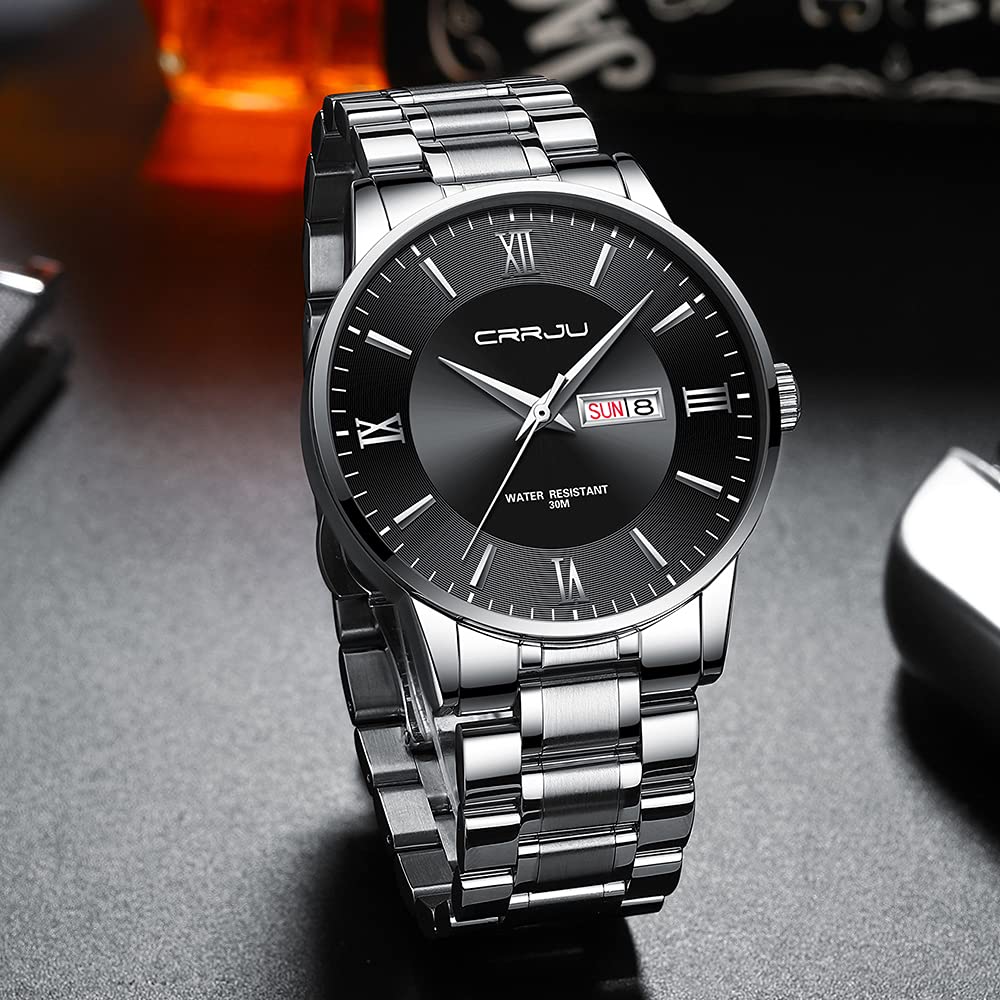 CRRJU CRRJU Fashion Watches for Men,Casual Calendar Militry 3ATM Waterproof Watches,316L Stainsteel Steel Strap Watch - View 3 of 9