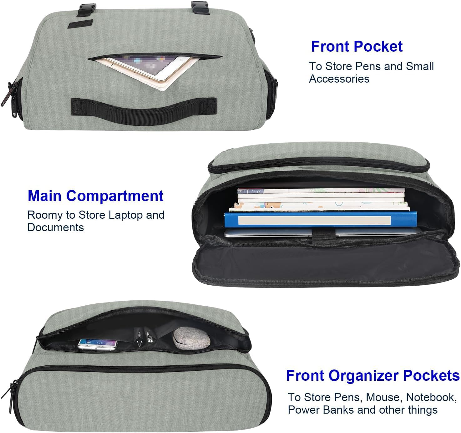 MATEIN MATEIN School Bag and Laptop Messenger Bag for Men Large Crossbody Satchel for College Students and Office Use in Grey - View 4 of 8