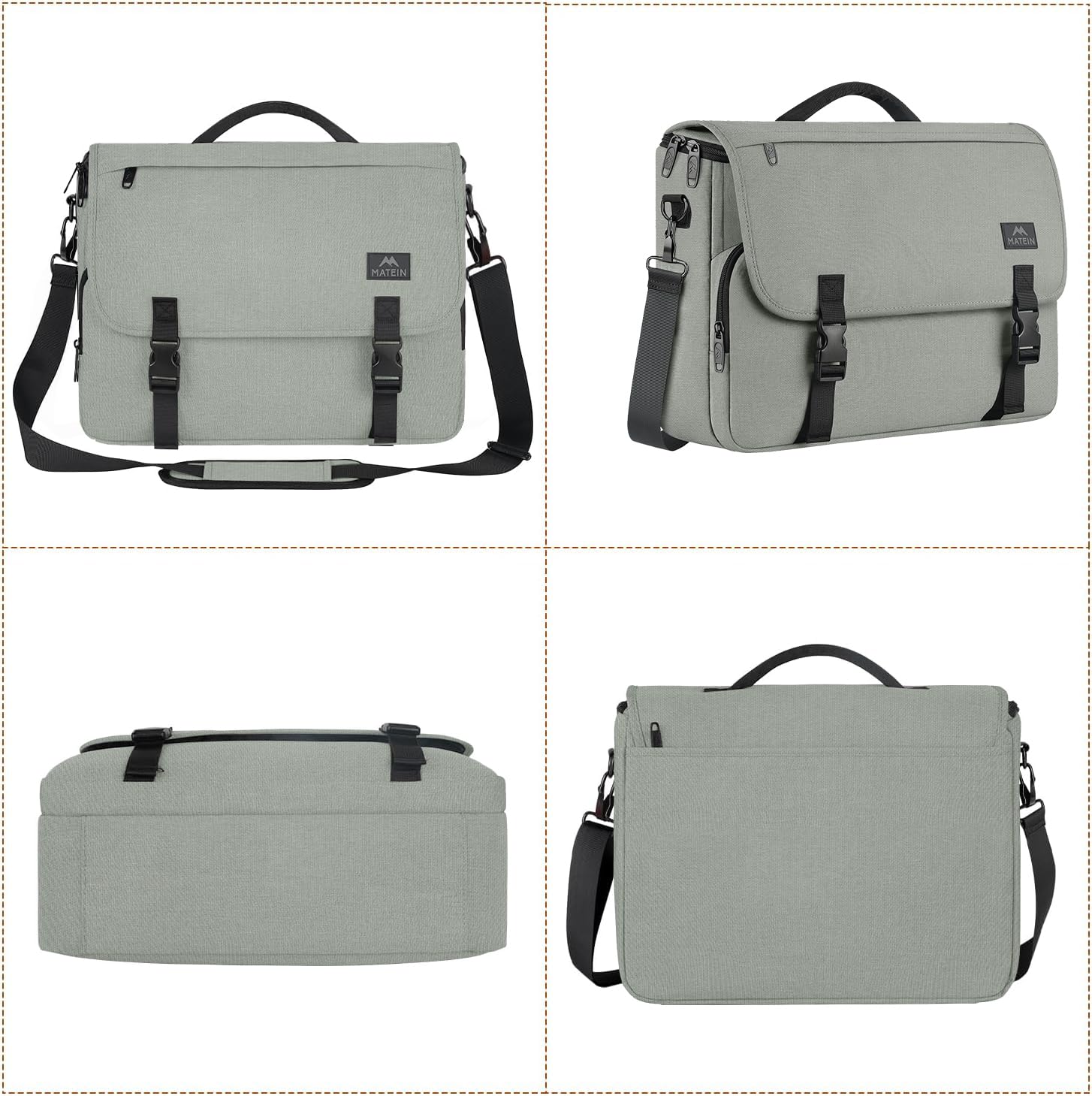 MATEIN MATEIN School Bag and Laptop Messenger Bag for Men Large Crossbody Satchel for College Students and Office Use in Grey - View 7 of 8