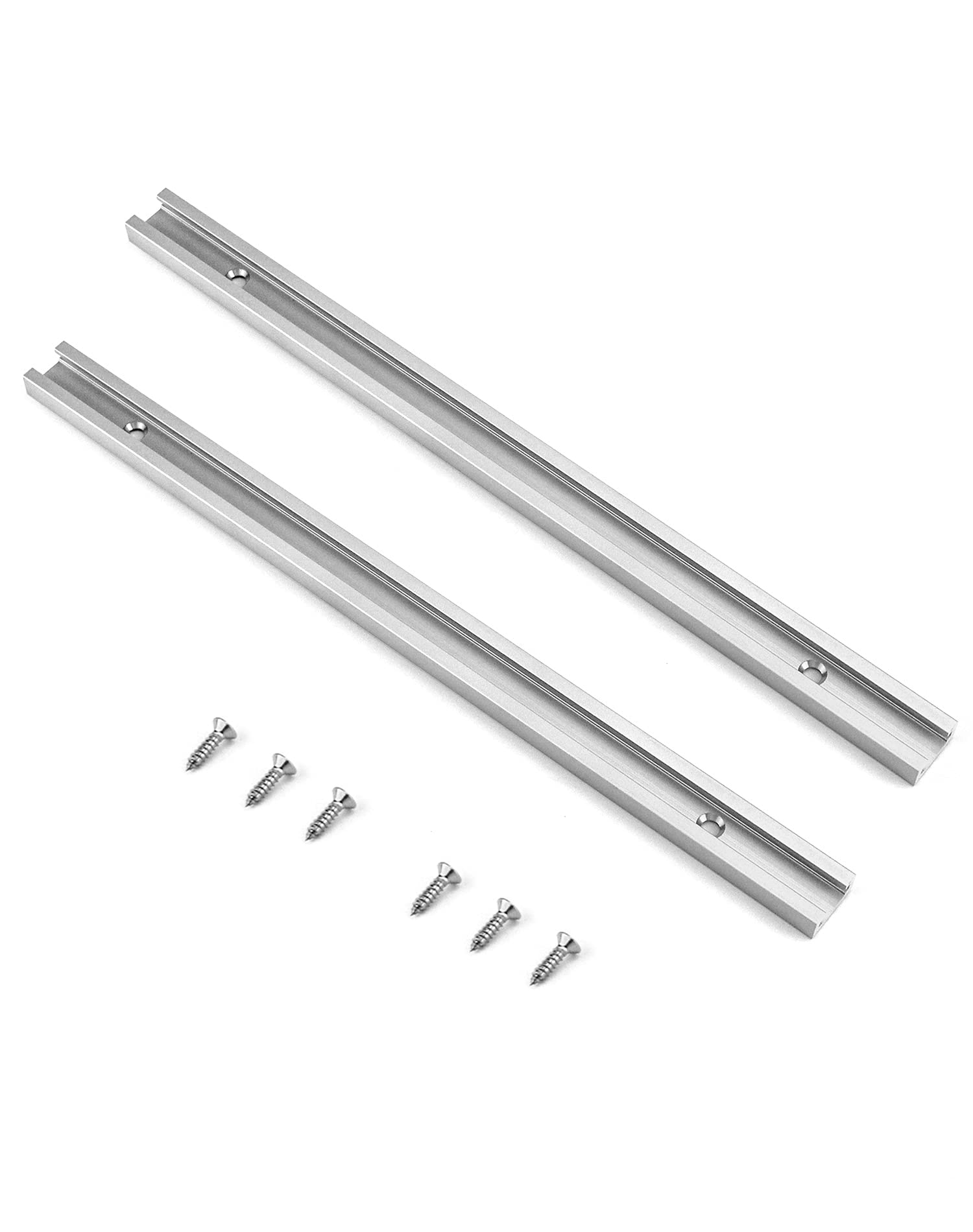 QWORK QWORK Aluminum T Track, 2 Pack 12 Inch Universal Double Cut Profile T Track, with Predrilled Mounting Holes and Screws, Woodworking and Fixtures, for - View 5 of 8