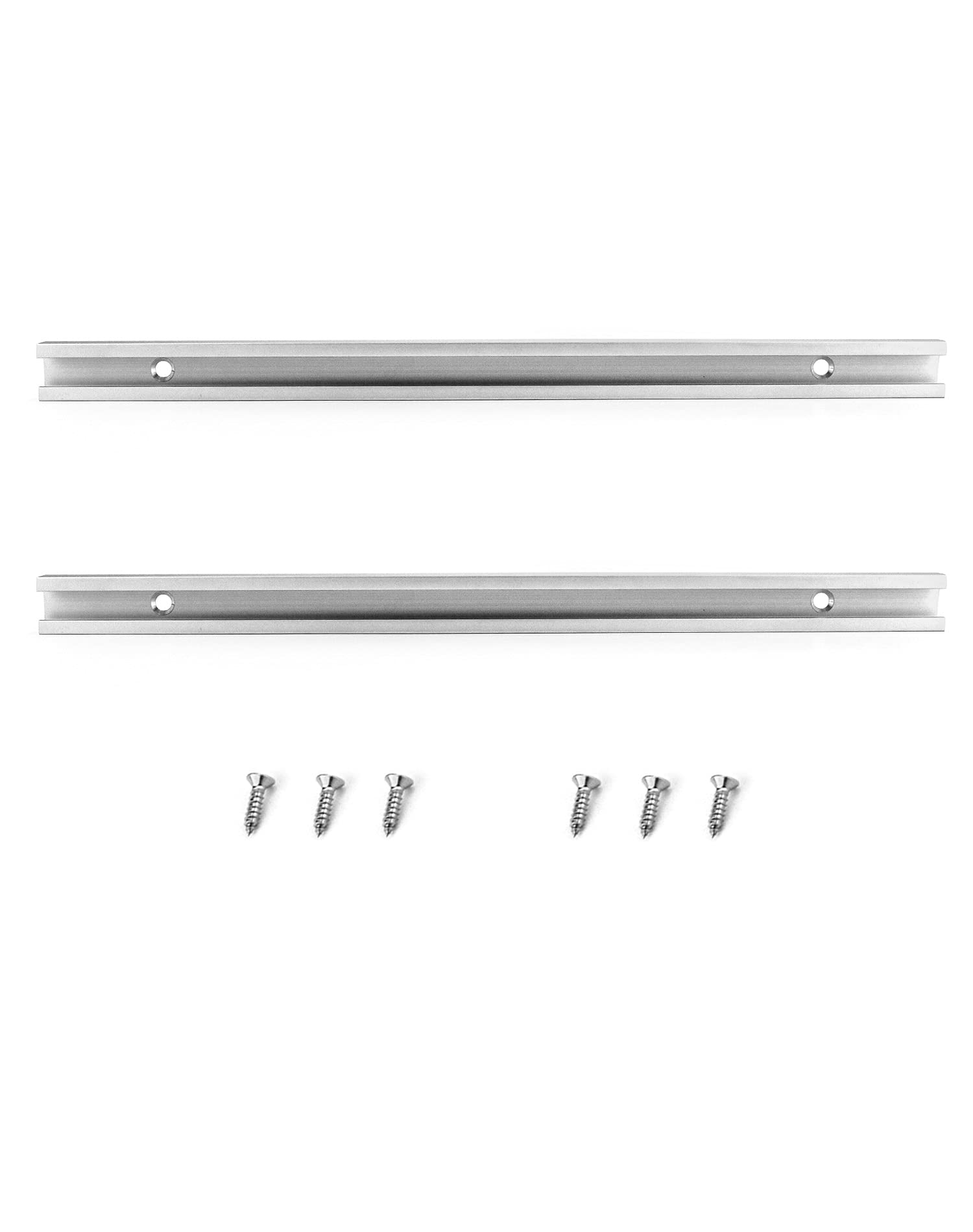 QWORK QWORK Aluminum T Track, 2 Pack 12 Inch Universal Double Cut Profile T Track, with Predrilled Mounting Holes and Screws, Woodworking and Fixtures, for - View 6 of 8