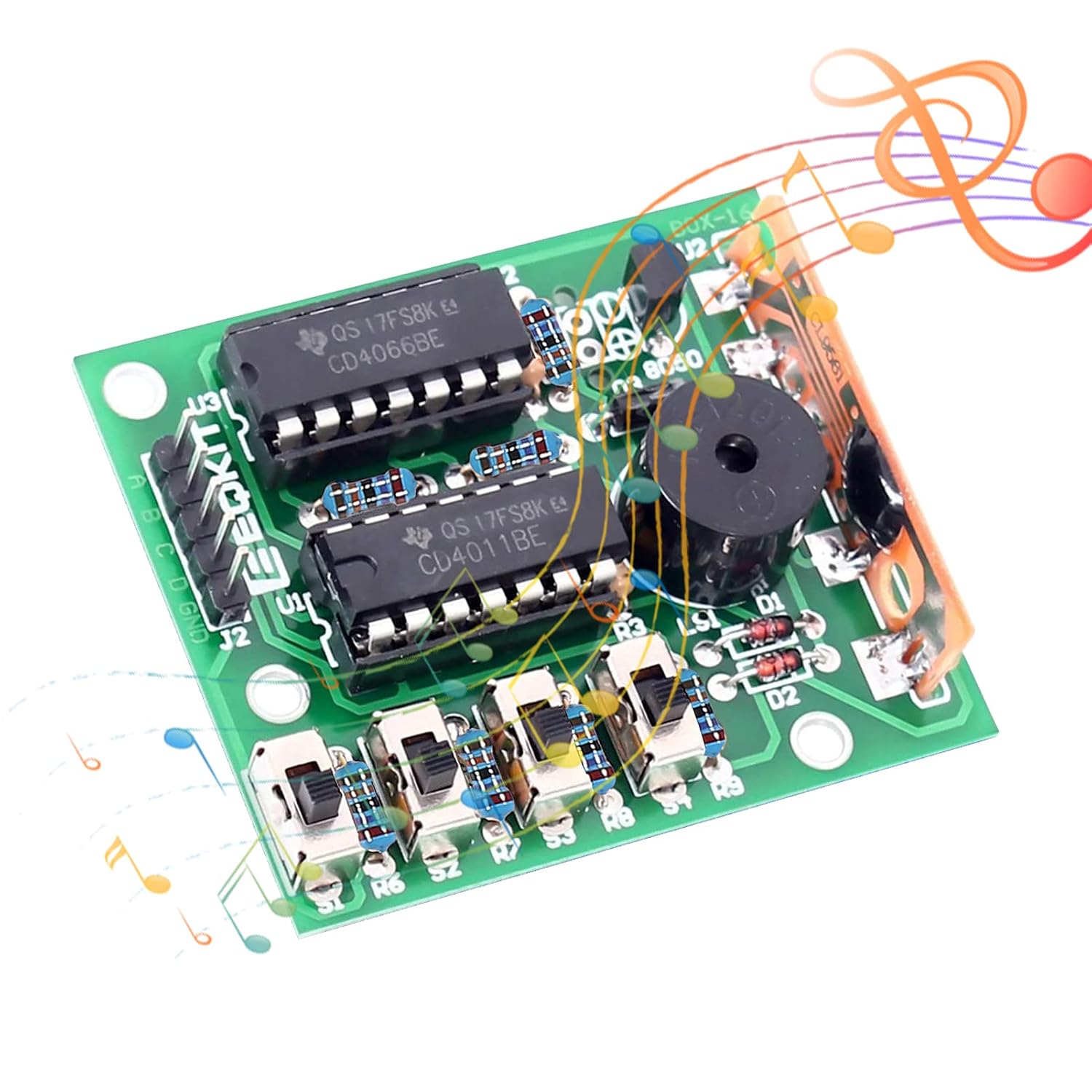 ACEIRMC ACEIRMC DIY Electronic 16 Music Sound Box DIY Kit Module Practice Learning Kits for Arduino (Green) - View 2 of 6