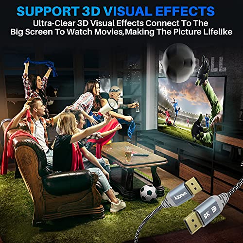 Adoreen VESA Certified 8K DisplayPort 1.4 Cable 3 Feet 2 Pack Adoreen DP Cord 8K 60Hz 4K 144Hz 2K 240Hz 32.4Gbps HBR3 HDCP HDR FreeSync G-Sync Braided - View 6 of 7