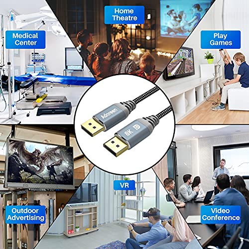 Adoreen VESA Certified 8K DisplayPort 1.4 Cable 3 Feet 2 Pack Adoreen DP Cord 8K 60Hz 4K 144Hz 2K 240Hz 32.4Gbps HBR3 HDCP HDR FreeSync G-Sync Braided - View 7 of 7