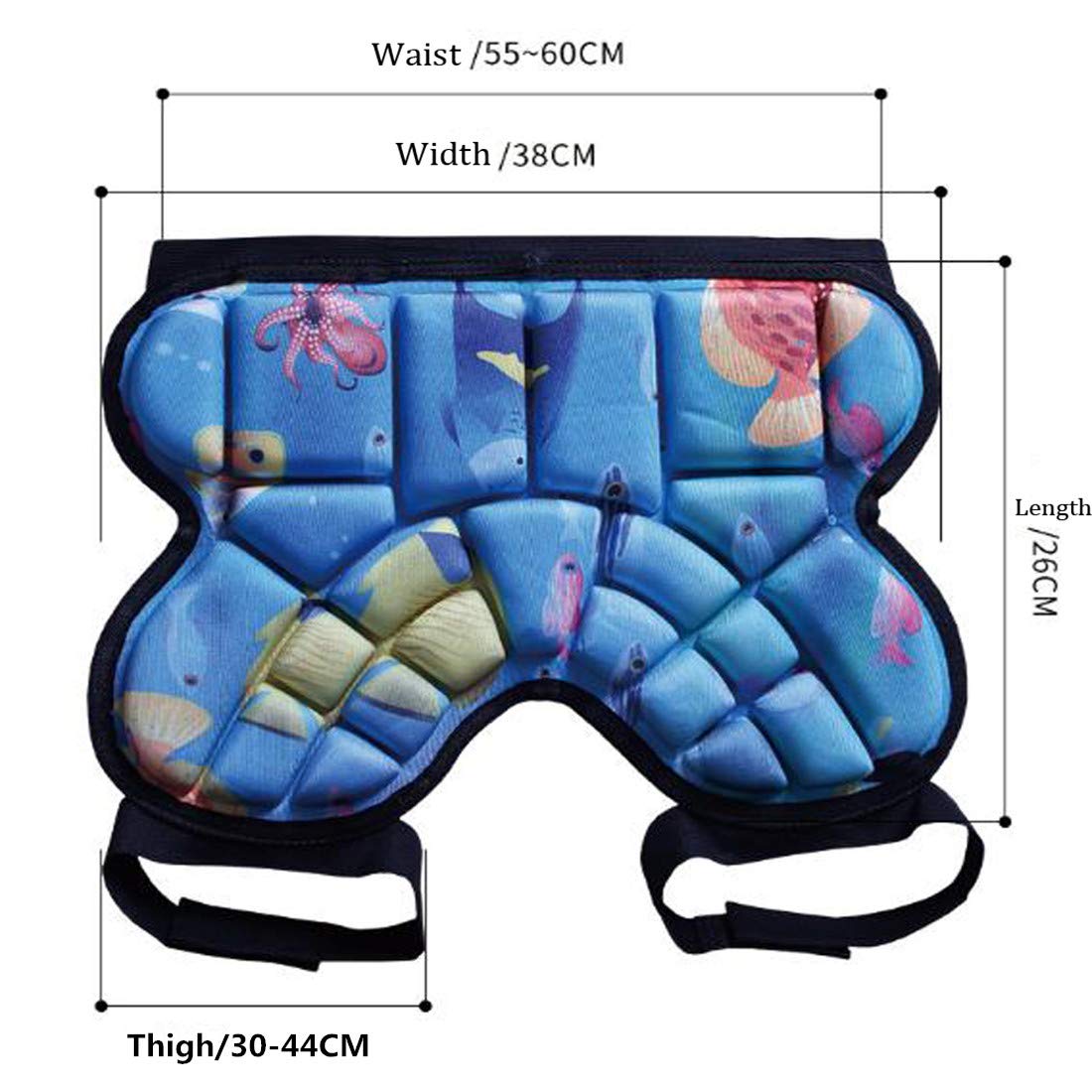 Topeter Youth Boys Butt Pads Snowboarding Hip Padded Impact Shorts Girls Sport Protective Gear Guard Pad for Skateboard Roller Skating Ski Snowboard Blue - View 3 of 4