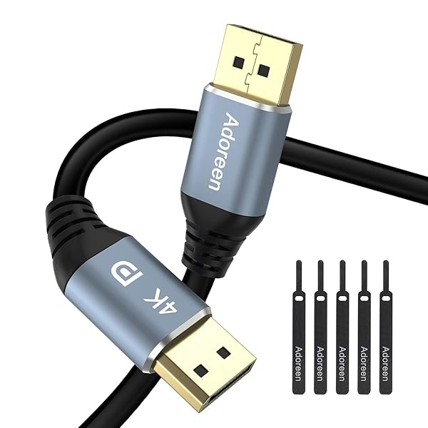 Adoreen 4K DisplayPort Cable 35 Feet DP to DP 1.2 Cord 4K 60Hz for Gaming Monitor PC TV with 5 Ties 10.68m NOT HDMI