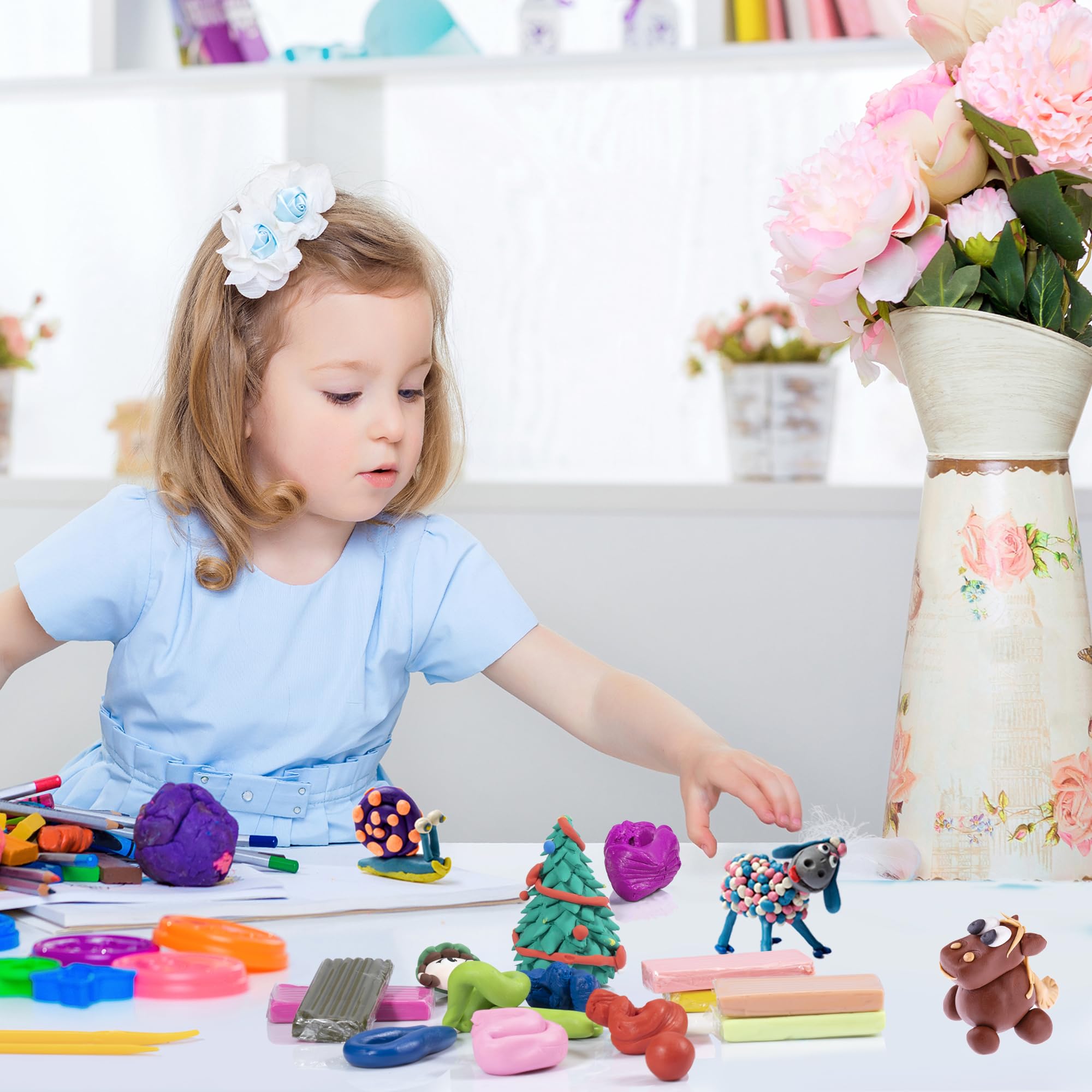 CyAJM Polymer Clay Kits 50 Colors for Kids and Adults DIY Mold Oven Bake Clay with Storage Box Sculpting Tools Ideal Gifts - View 4 of 9