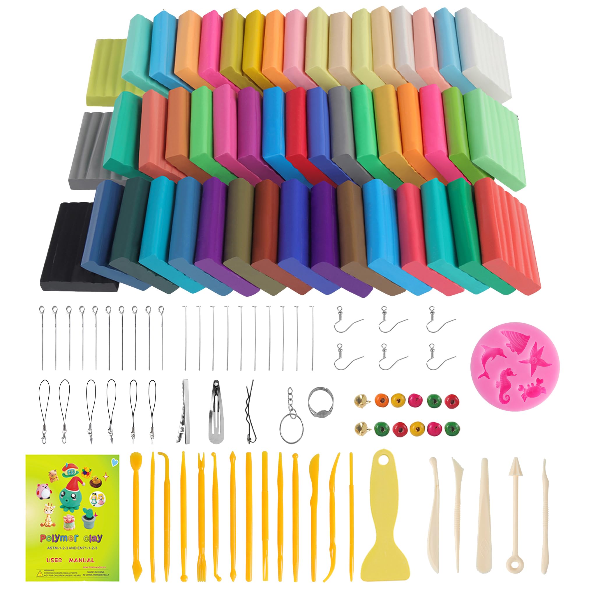 CyAJM Polymer Clay Kits 50 Colors for Kids and Adults DIY Mold Oven Bake Clay with Storage Box Sculpting Tools Ideal Gifts - View 8 of 9