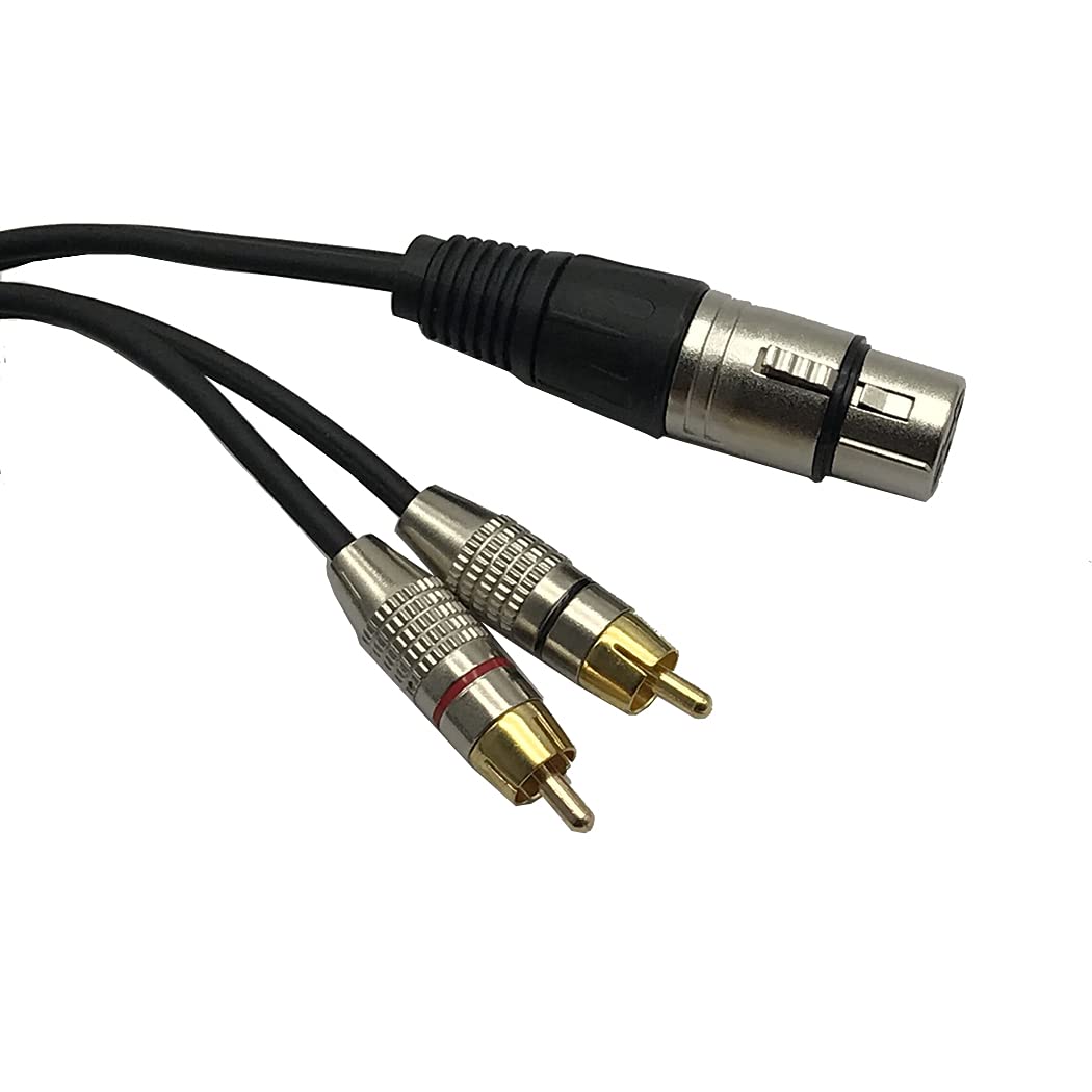 MMNNE MMNNE 10FT XLR Female to 2 x Phono RCA Plug Adapter Y Splitter Patch Cable, XLR Female 3 Pin to Dual RCA Male Plug Stereo Audio Cable Connector