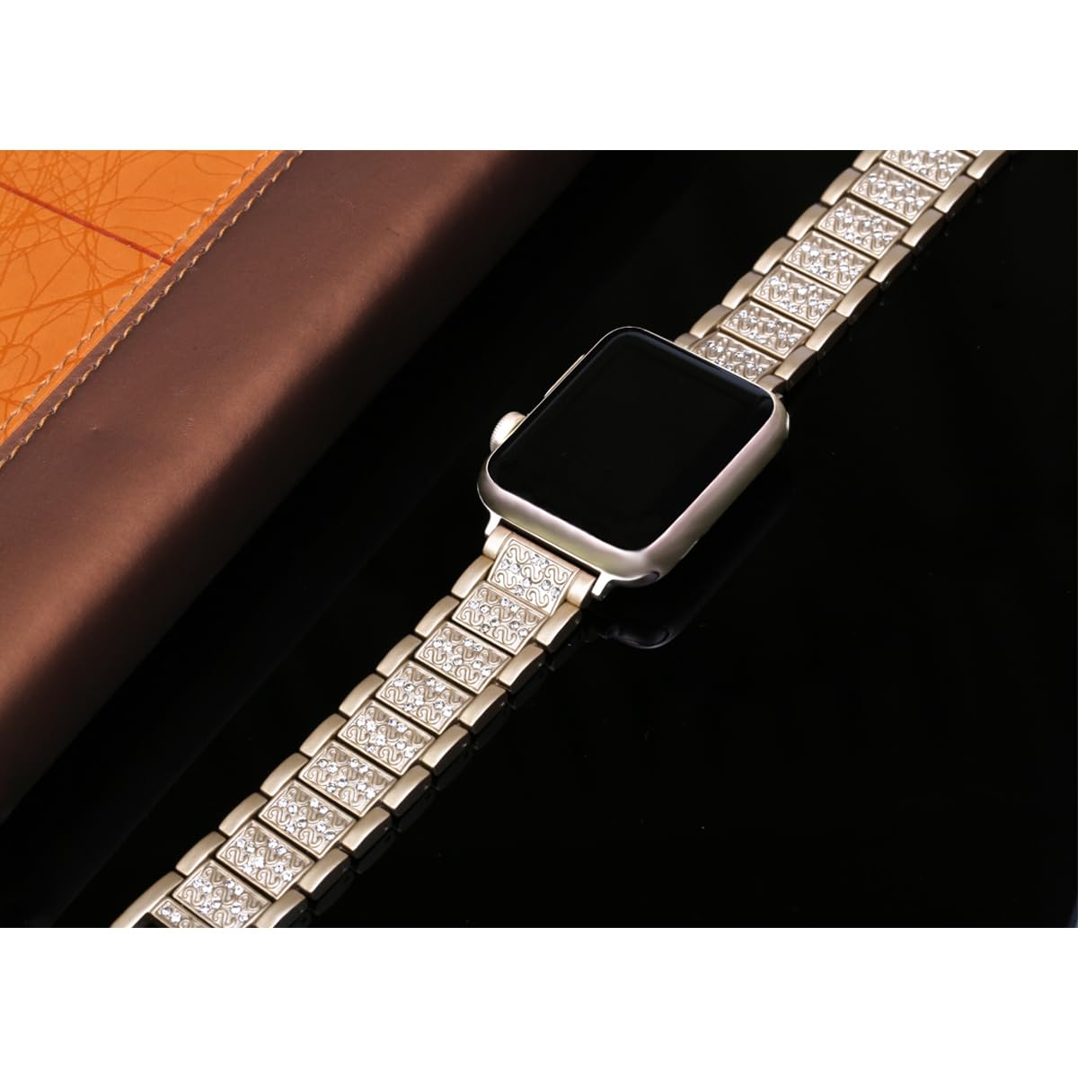 Mtozon Mtozon Bling Bands Compatible with Apple Watch Band 46mm 45mm 44mm 42mm Iwatch Series 11 10 9 8 7 SE 6 5 4 3 2 1, Women Metal Rhinestone Dressy - View 3 of 8