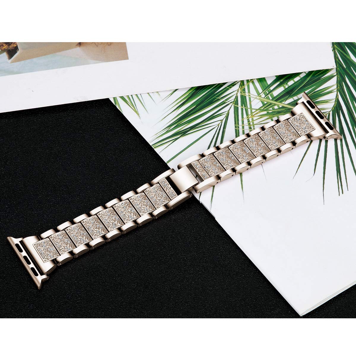 Mtozon Mtozon Bling Bands Compatible with Apple Watch Band 46mm 45mm 44mm 42mm Iwatch Series 11 10 9 8 7 SE 6 5 4 3 2 1, Women Metal Rhinestone Dressy - View 5 of 8