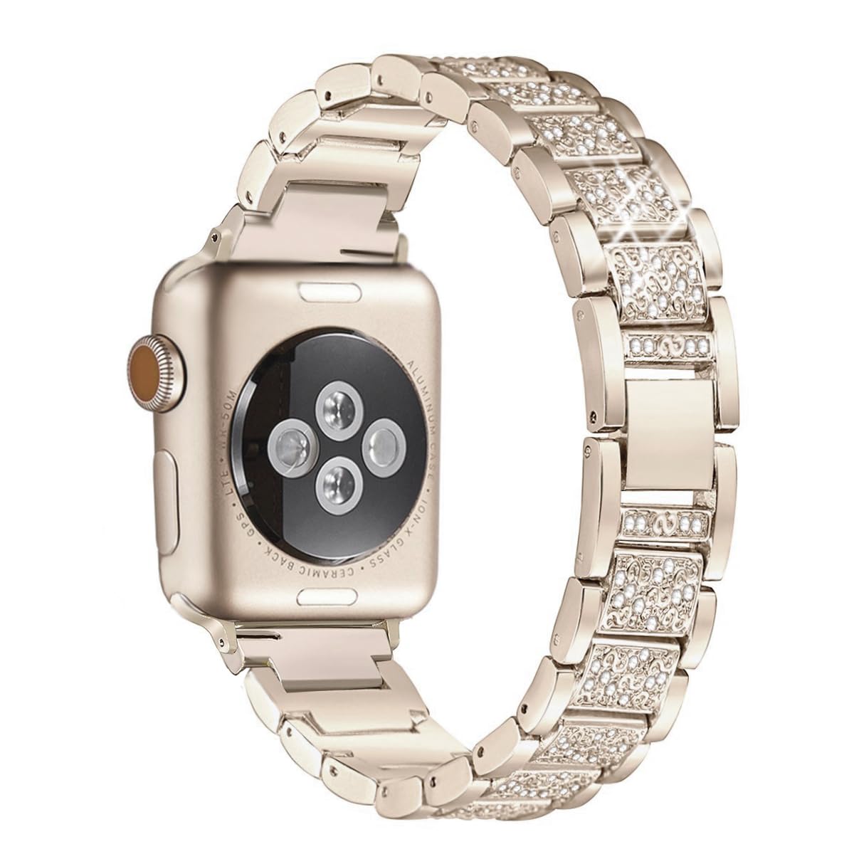 Mtozon Mtozon Bling Bands Compatible with Apple Watch Band 46mm 45mm 44mm 42mm Iwatch Series 11 10 9 8 7 SE 6 5 4 3 2 1, Women Metal Rhinestone Dressy