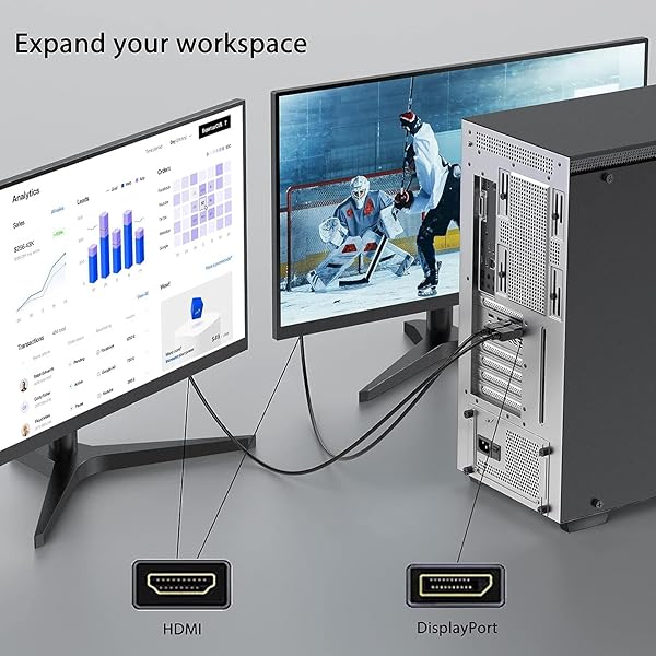 UVOOI UVOOI 4K DisplayPort to HDMI Cable 10ft 2-Pack Male to Male Adapter for Computer Monitor Projector HDTV Video and Audio Support - View 3 of 9