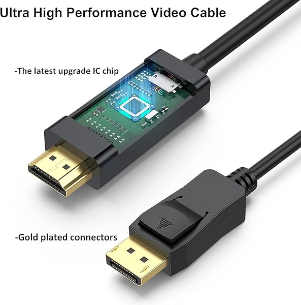 UVOOI UVOOI 4K DisplayPort to HDMI Cable 10ft 2-Pack Male to Male Adapter for Computer Monitor Projector HDTV Video and Audio Support - View 6 of 9