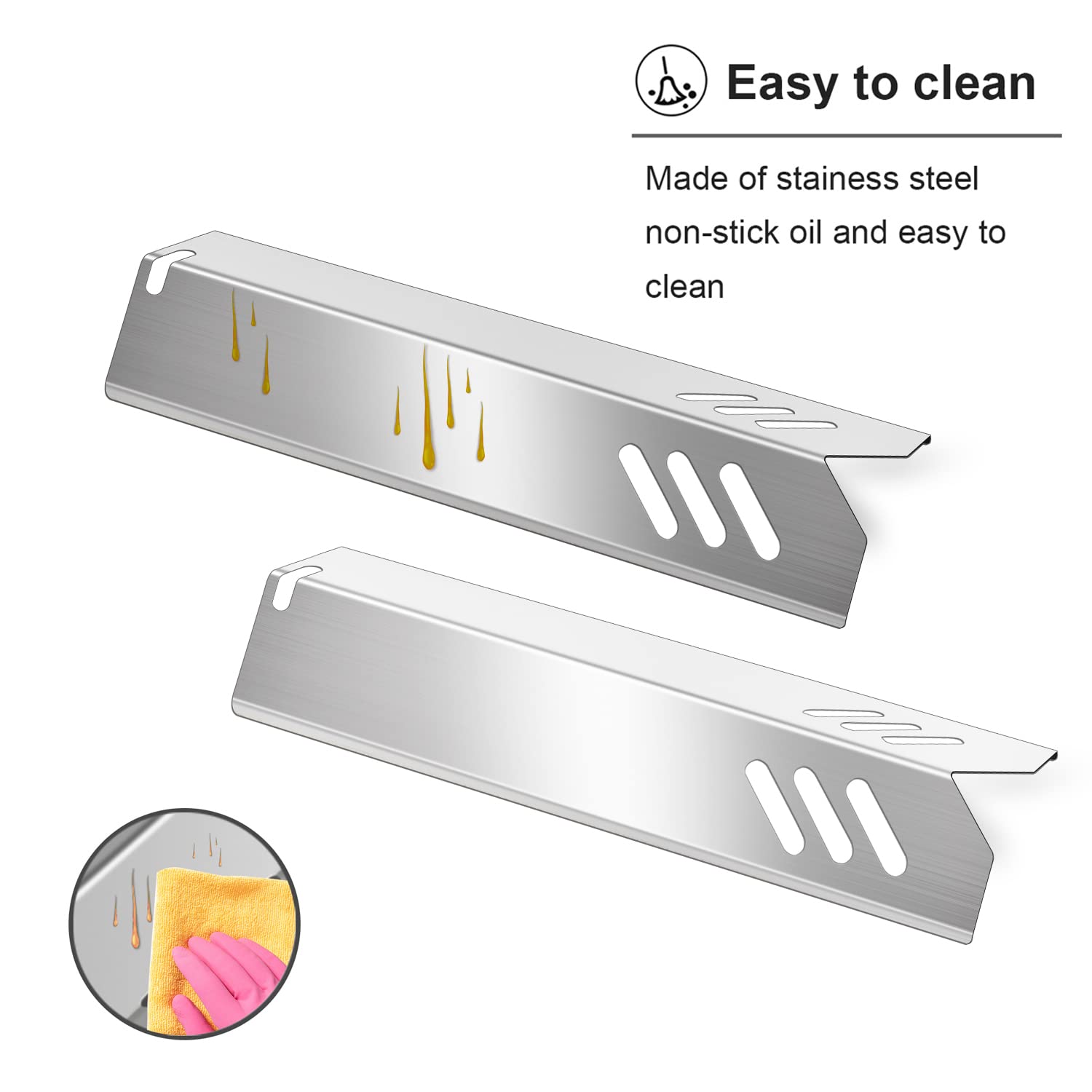 Plowo Stainless Steel Heat Plate Shield Gas Replacement for Dyna-Glo Backyard Uniflame BHG Grill Models 4-Pack BBQ Burner Covers 15 x 3 13/16 - View 4 of 7