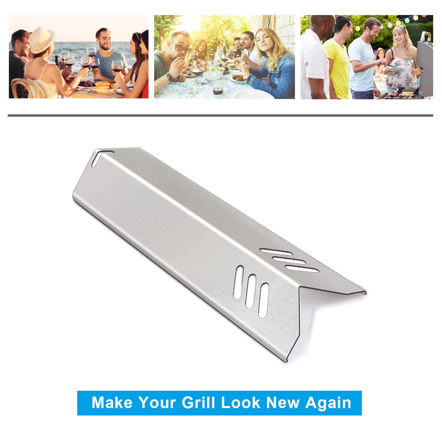 Plowo Stainless Steel Heat Plate Shield Gas Replacement for Dyna-Glo Backyard Uniflame BHG Grill Models 4-Pack BBQ Burner Covers 15 x 3 13/16 - View 6 of 7