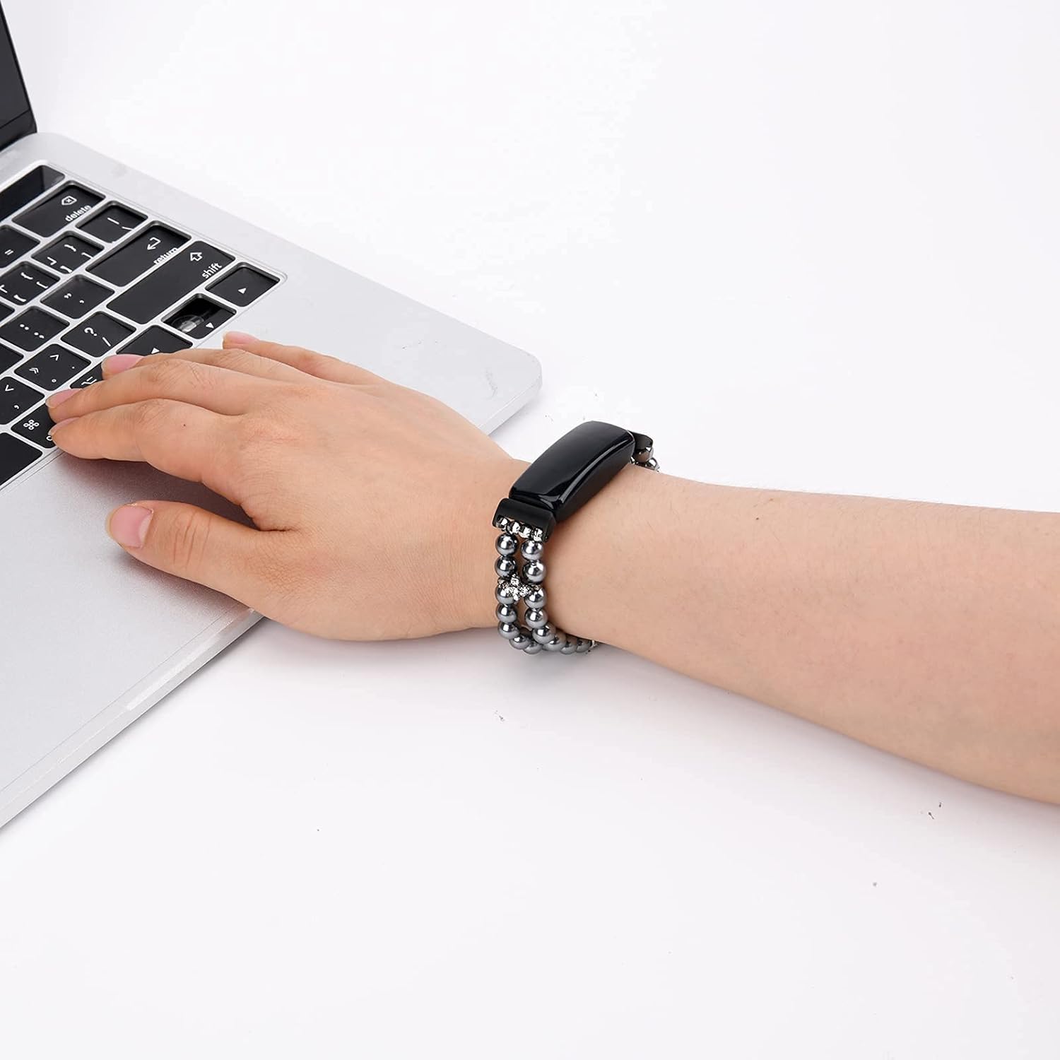 Wongeto Wongeto Compatible with Fitbit Inspire 2 and Inspire Inspire HR Bands,Fashion Handmade Elastic Stretch Pearl Bracelet Women Replacement Strap for - View 4 of 8