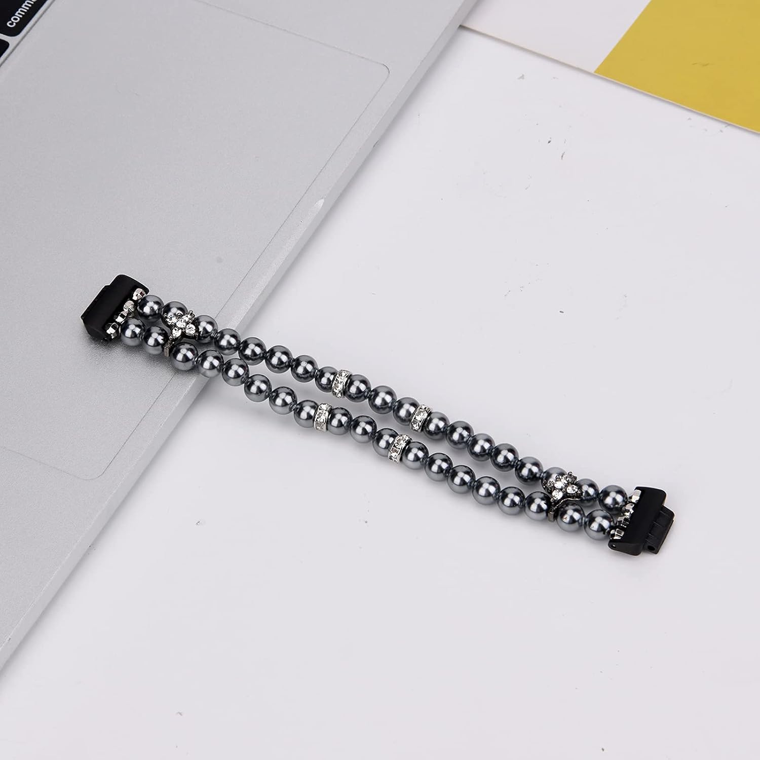 Wongeto Wongeto Compatible with Fitbit Inspire 2 and Inspire Inspire HR Bands,Fashion Handmade Elastic Stretch Pearl Bracelet Women Replacement Strap for - View 6 of 8