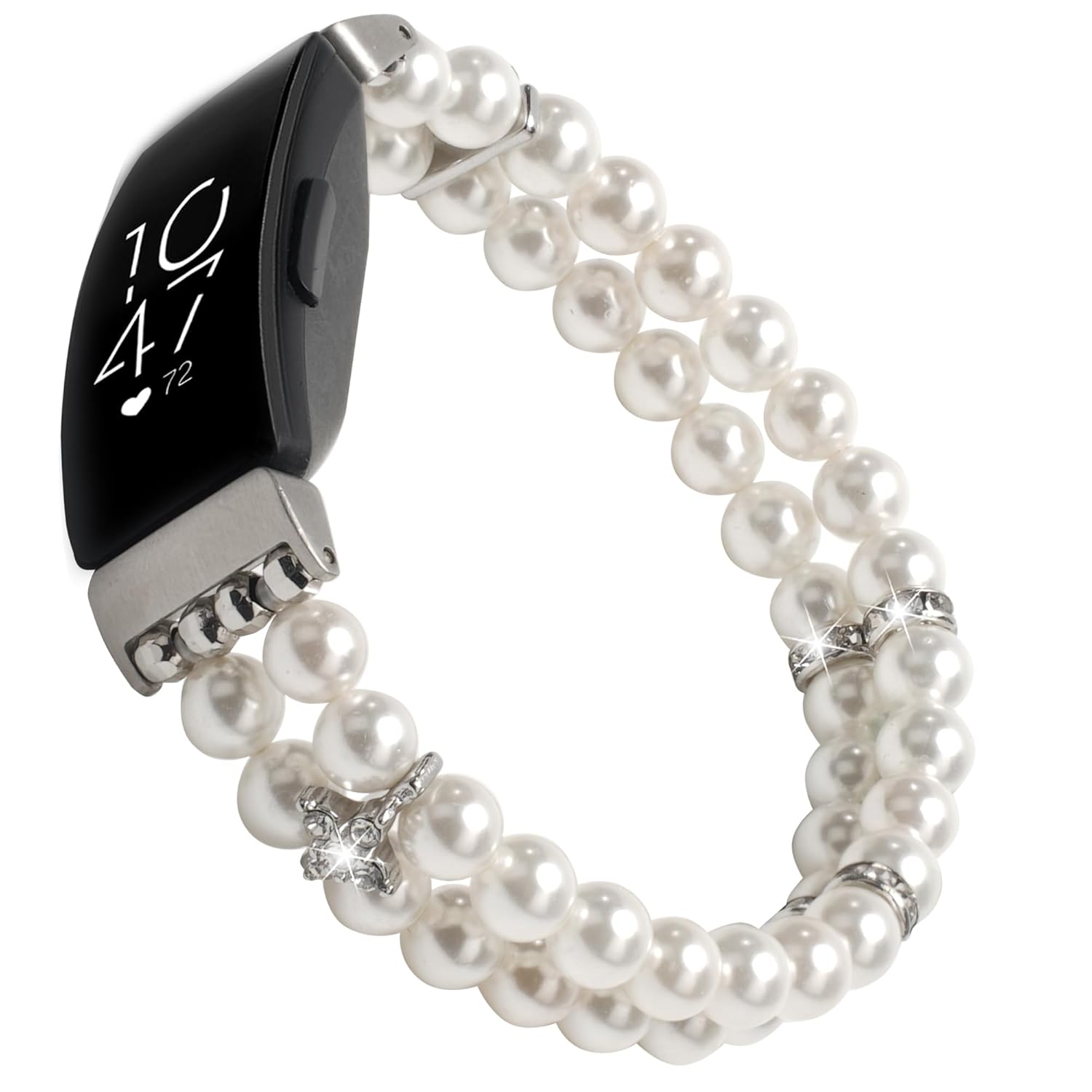 Wongeto Wongeto Compatible with Fitbit Inspire 2 and Inspire Inspire HR Bands,Fashion Handmade Elastic Stretch Pearl Bracelet Women Replacement Strap for - View 8 of 8