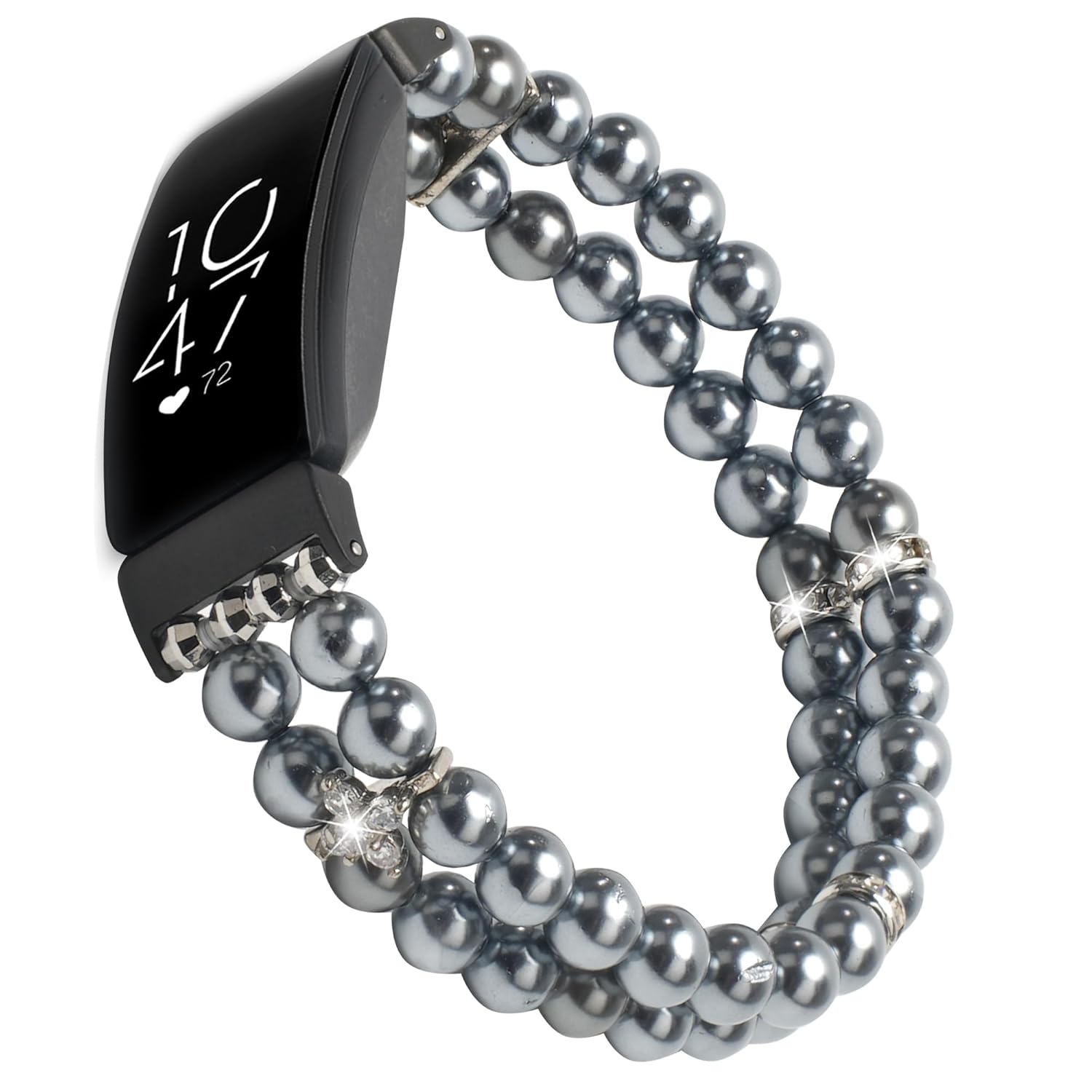 Wongeto Wongeto Compatible with Fitbit Inspire 2 and Inspire Inspire HR Bands,Fashion Handmade Elastic Stretch Pearl Bracelet Women Replacement Strap for