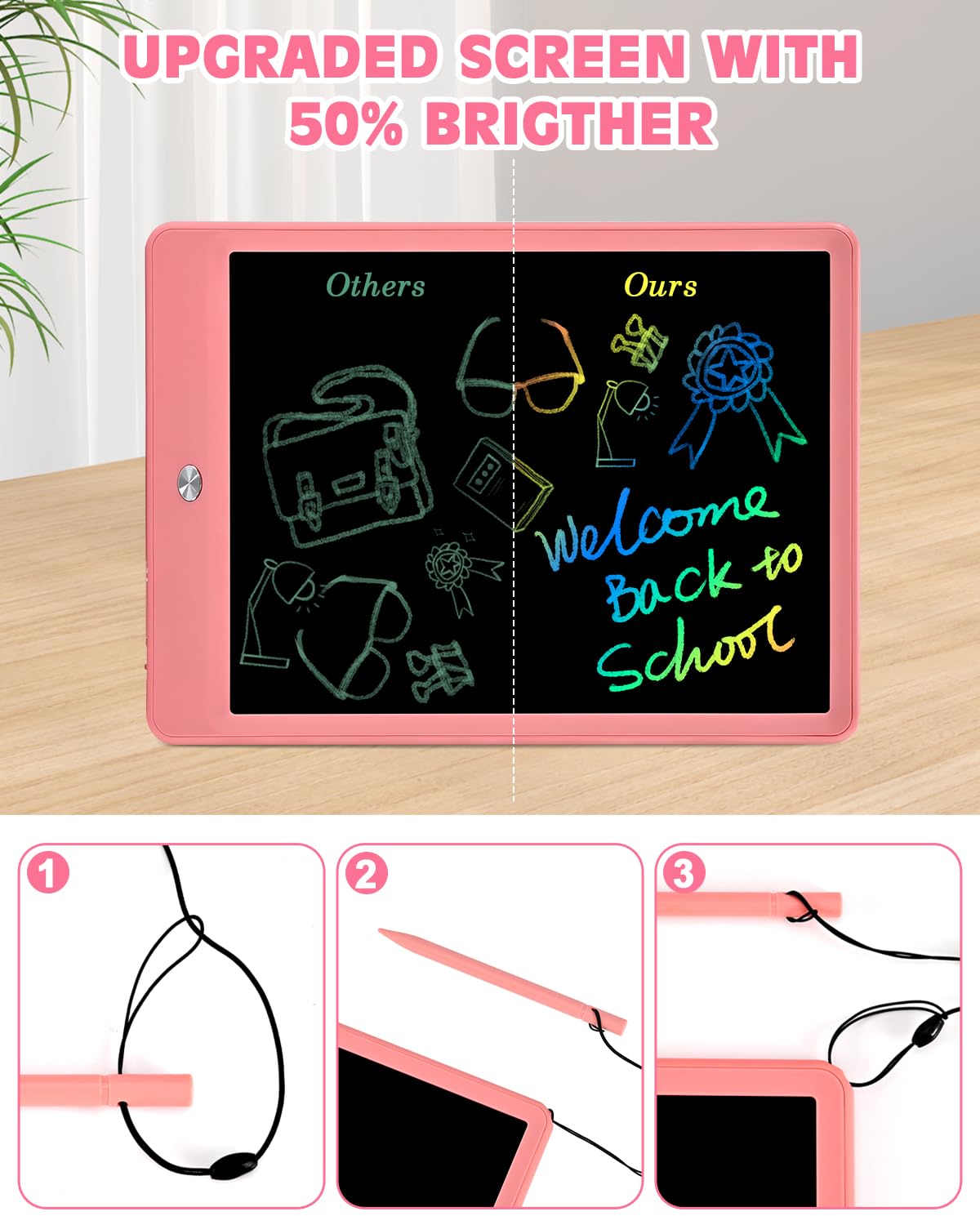 PINKCAT PINKCAT LCD Writing Tablet, Doodle Board Toys Gifts for 3-8 Year Old Girls Boys, 10 Inch Mess Free Coloring Books, Drawing Pad for Kids, Gifts for - View 3 of 7