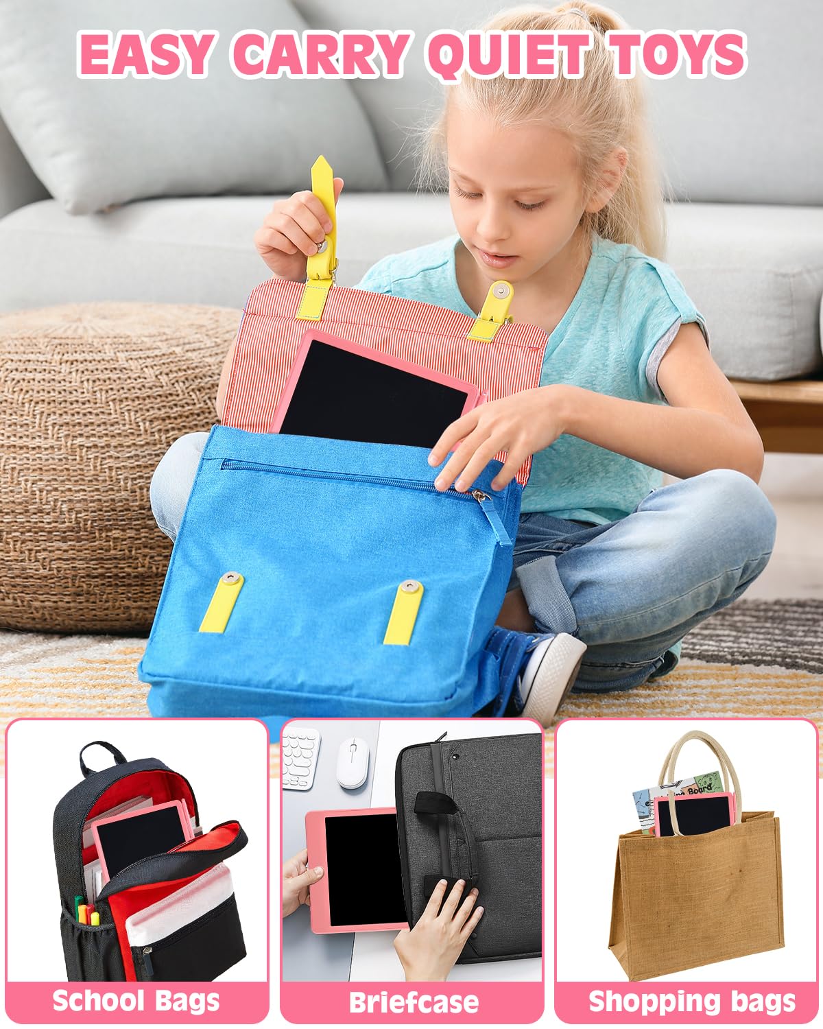 PINKCAT PINKCAT LCD Writing Tablet, Doodle Board Toys Gifts for 3-8 Year Old Girls Boys, 10 Inch Mess Free Coloring Books, Drawing Pad for Kids, Gifts for - View 6 of 7