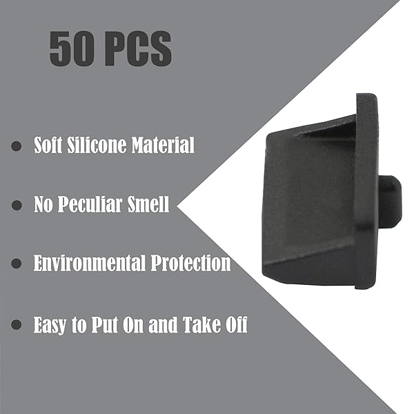 GINTOOYUN GINTOOYUN 50pcs USB Anti Dust Cap Port Plug Cover for USB Type A Female End Silicone Black - View 4 of 7