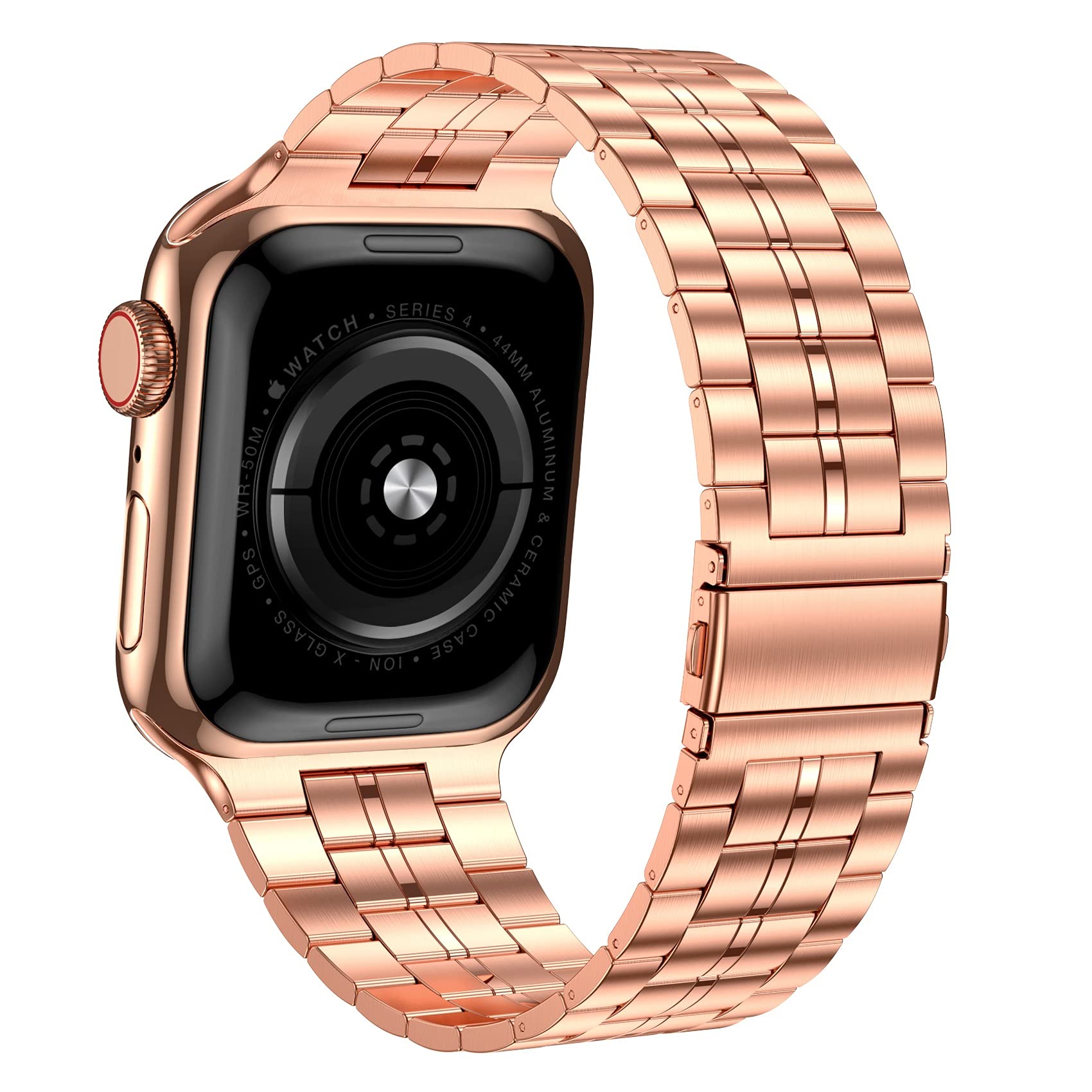 Fitlink Fitlink Ultra Thin Stainless Steel Wristband Strap for Apple Watch 38 to 45mm Replacement Bracelet Compatible with Series 1 to 7 Rose Color - View 3 of 7