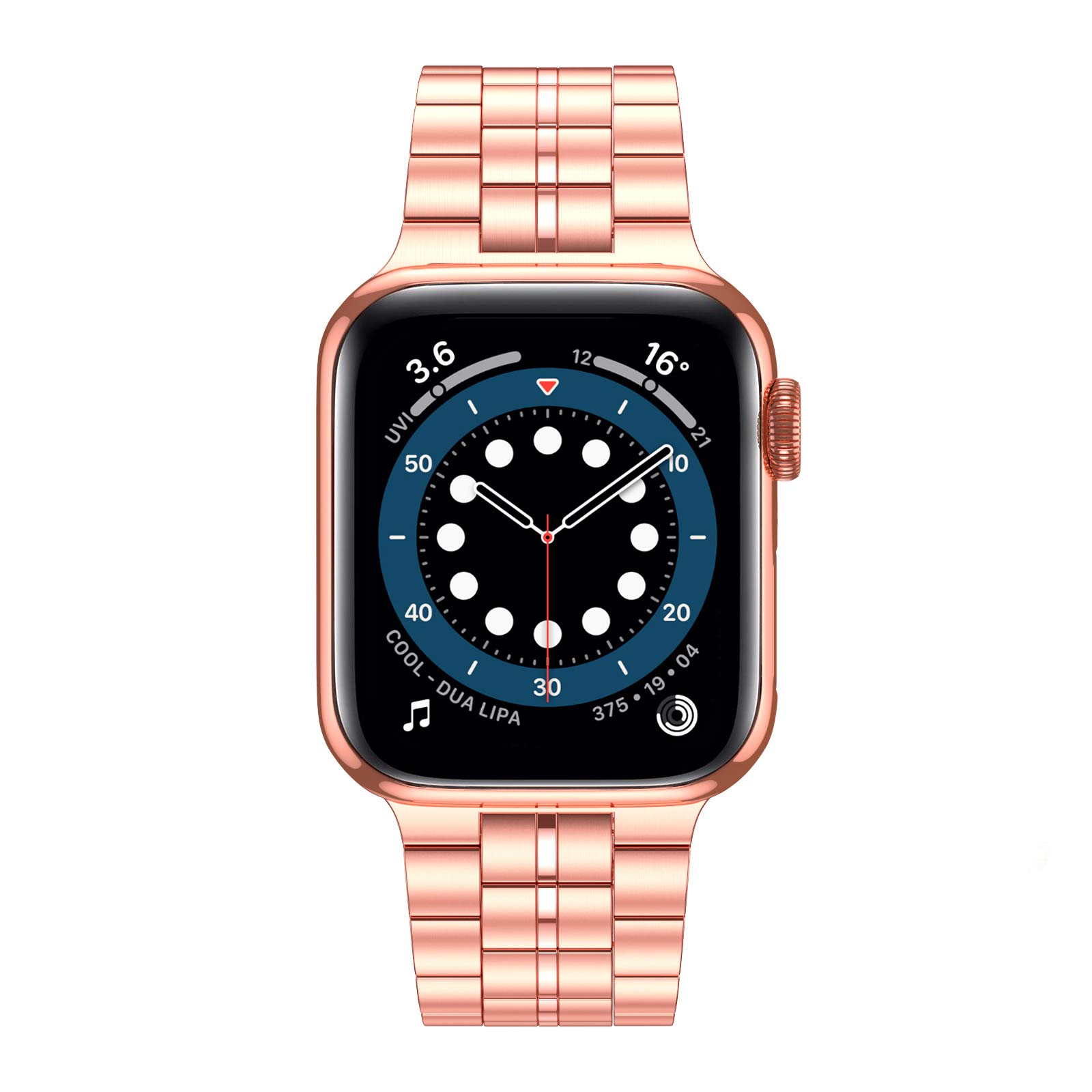 Fitlink Fitlink Ultra Thin Stainless Steel Wristband Strap for Apple Watch 38 to 45mm Replacement Bracelet Compatible with Series 1 to 7 Rose Color