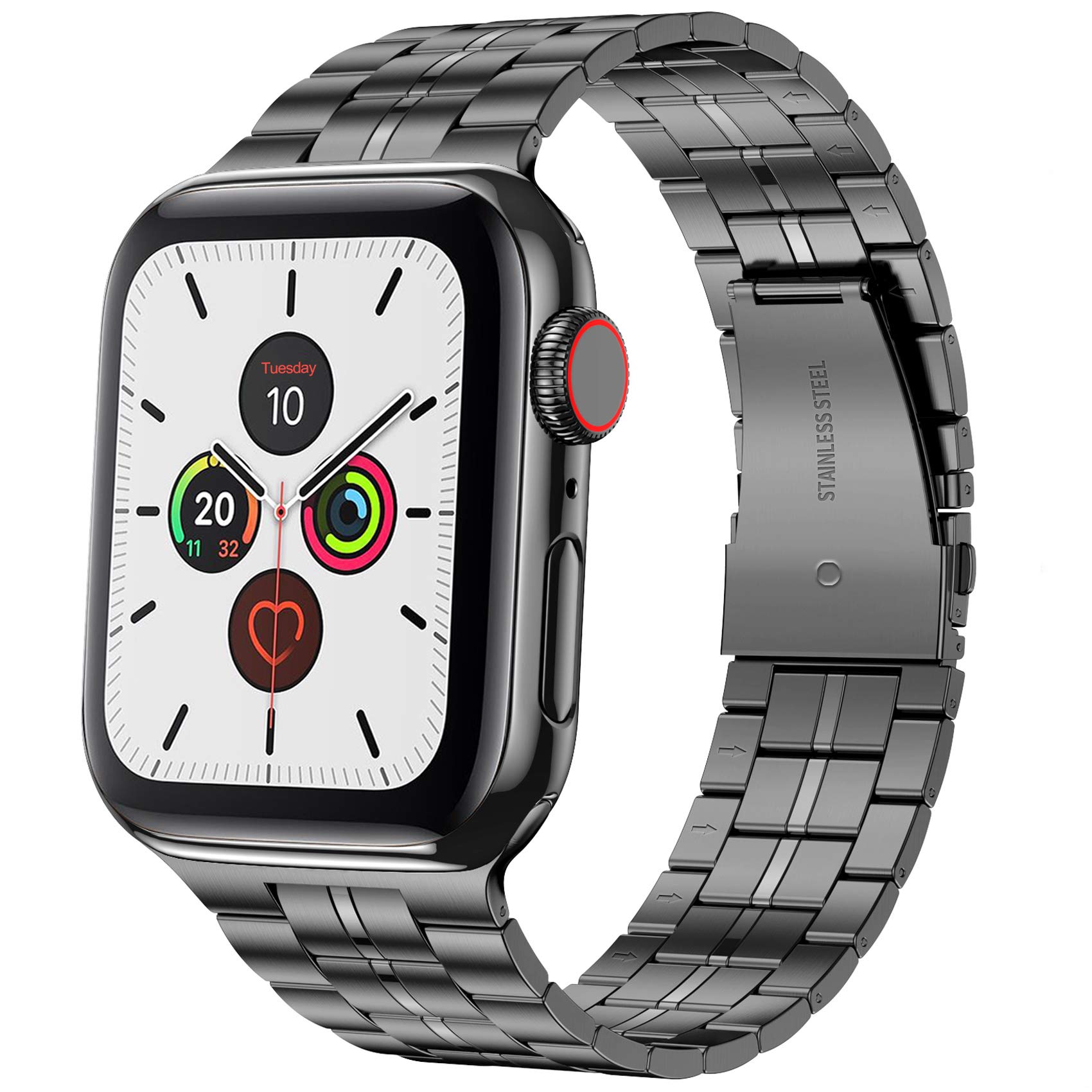 Fitlink Fitlink Ultra Thin Solid Stainless Steel Wristband Strap for Apple Watch 38 to 45mm Replacement Bracelet Band Grey - View 2 of 7