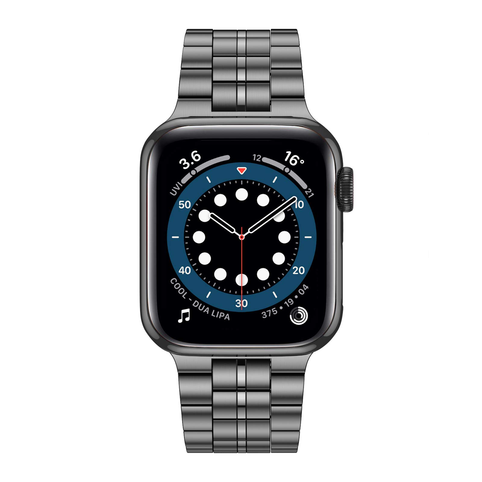 Fitlink Fitlink Ultra Thin Solid Stainless Steel Wristband Strap for Apple Watch 38 to 45mm Replacement Bracelet Band Grey