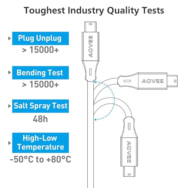 AGVEE AGVEE Mini B USB Charger Cable BC2MN GBB22 Fast Charging Durable and Compact for All Devices - View 4 of 7