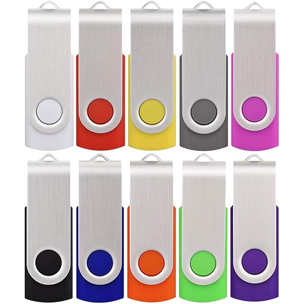 hrongshk 32GB USB Flash Drive 10 Pack Thumb Drives Memory Stick USB 2.0 Swivel Jump Drive with LED Indicator for Data Storage and File Sharing