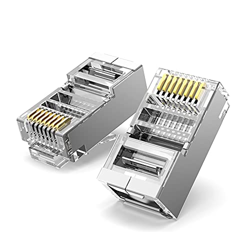 JODROAD JODROAD Shielded RJ45 Cat5 Cat6 Pass Through Connectors 20 Pack Gold Plated 8P8C Modular Data Plug for FTP STP Network Cable - View 5 of 6