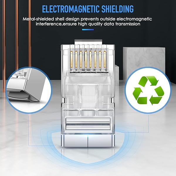 JODROAD JODROAD Cat6 Cat6A Pass Through Connectors 20 Pack Gold Plated 8P8C Ethernet Ends for FTP STP Network Cable - View 6 of 7