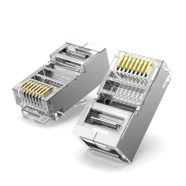 JODROAD JODROAD Shielded RJ45 Cat5e Cat6 Pass Through Connectors 50 Pack Gold Plated Modular Data Plug for Network Cable - View 6 of 7