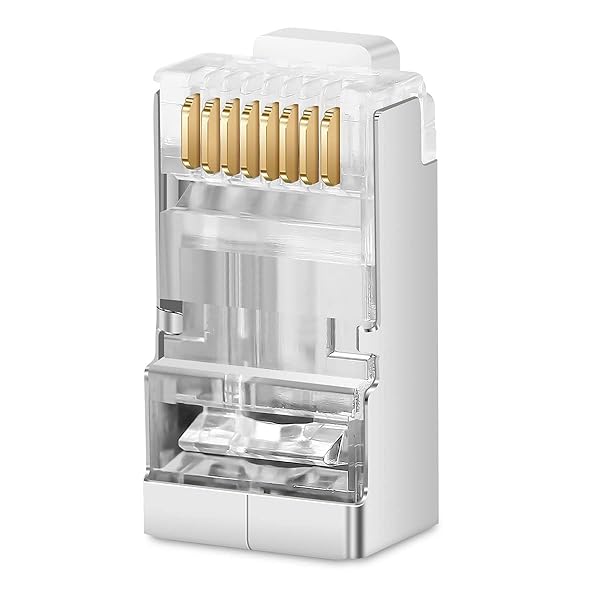 JODROAD JODROAD Shielded RJ45 Cat5e Cat6 Pass Through Connectors 50 Pack Gold Plated Modular Data Plug for Network Cable