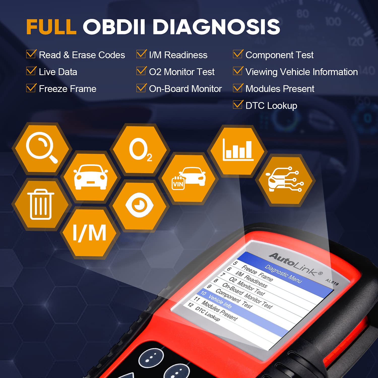 Autel Autel AutoLink AL619 Scanner, 2025 ABS SRS Airbag Warning Light Diagnostic Scan Tool, Up of AL519 ML519 ML619, 10 OBDII Test Modes, DTCs Lookup, Live - View 4 of 8