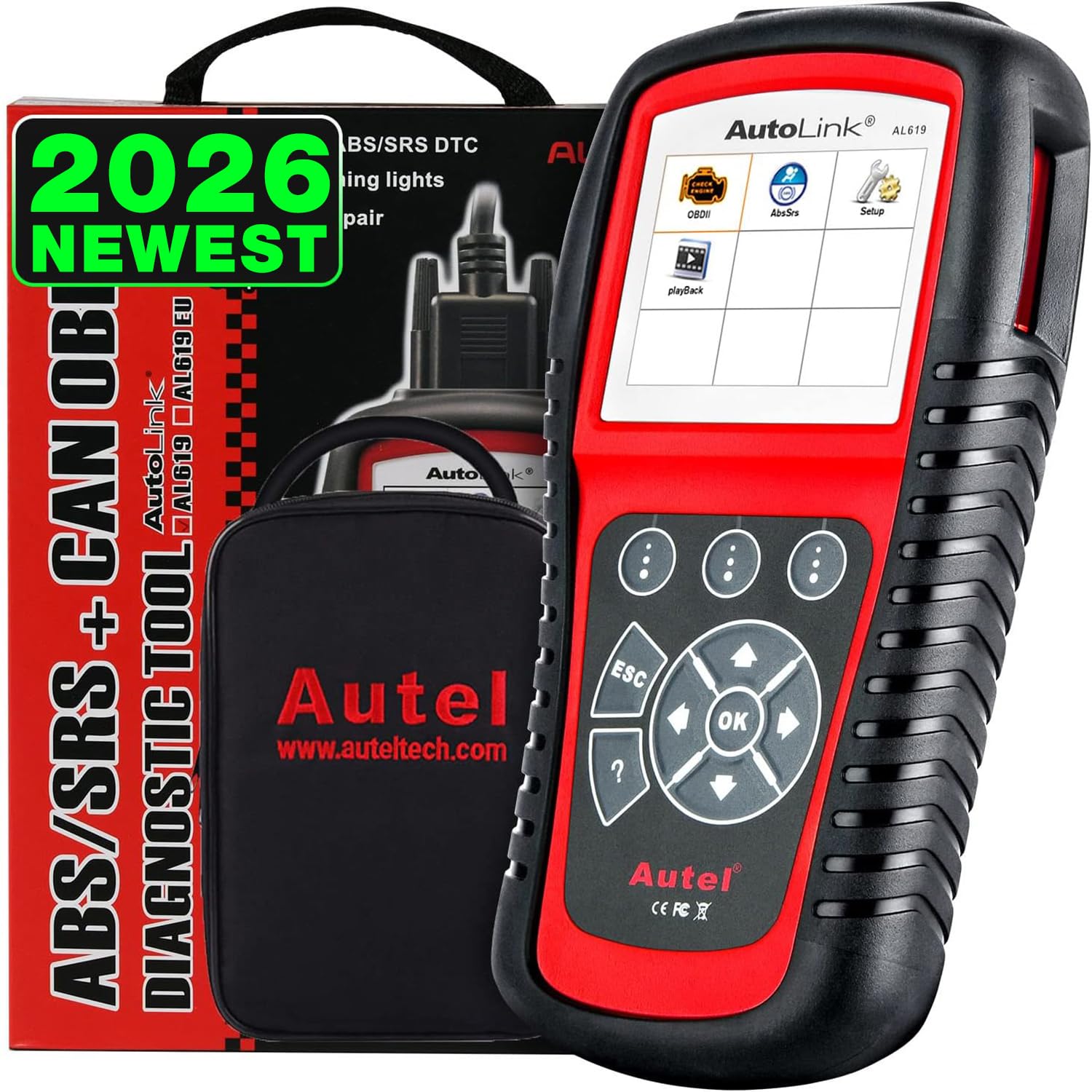 Autel Autel AutoLink AL619 Scanner, 2025 ABS SRS Airbag Warning Light Diagnostic Scan Tool, Up of AL519 ML519 ML619, 10 OBDII Test Modes, DTCs Lookup, Live