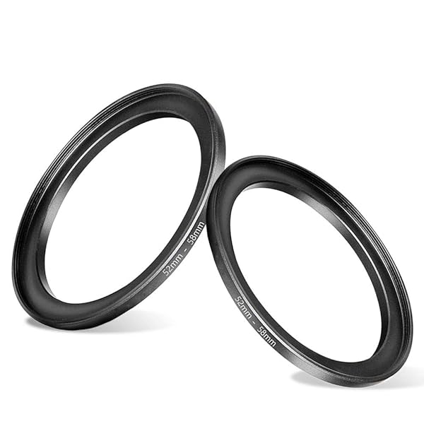 Fire Rock 52mm to 58mm Step Up Lens Filter Adapter Ring Aerometal Aviation Aluminum Alloy 2 Packs for Camera Filters and Hoods