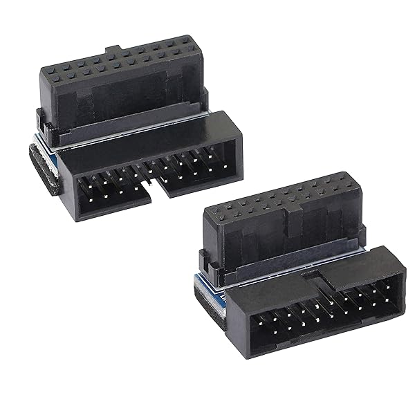 GELRHONR Buy GELRHONR Right Angled USB 3.0 20-Pin Male to Female Extension Adapter - 90 Degree for Desktop Motherboard (2PCS)