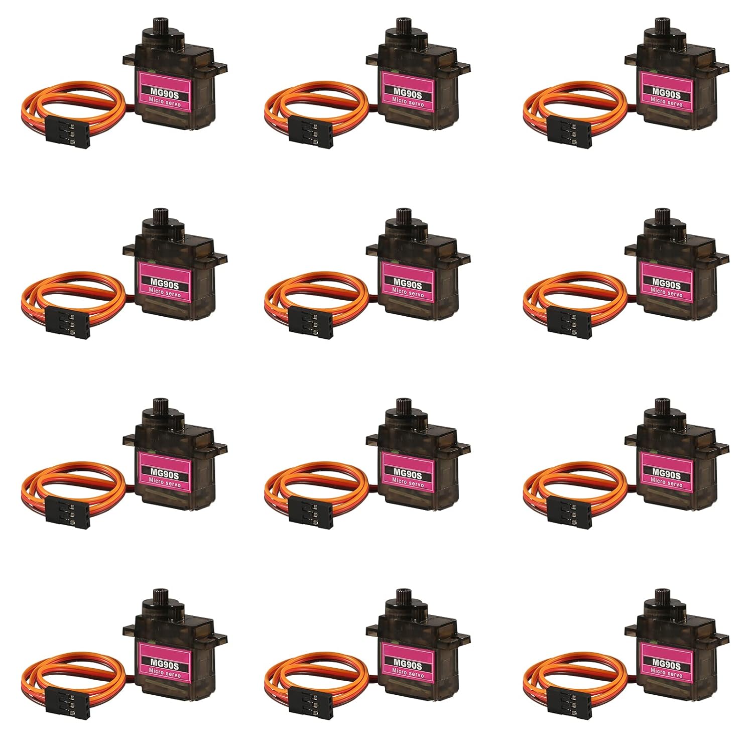 12PCS MG90S Micro Servo Motor 360 Degree 9G Metal Geared for Arduino Raspberry Pi Robotics Car Helicopter Airplane Boat Projects