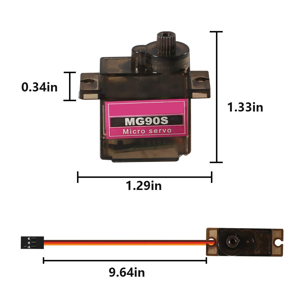 DORHEA 12PCS MG90S Micro Servo Motor 9G for Raspberry Pi Robotics Car Helicopter Airplane Boat 180 Degree Rotation - View 4 of 6