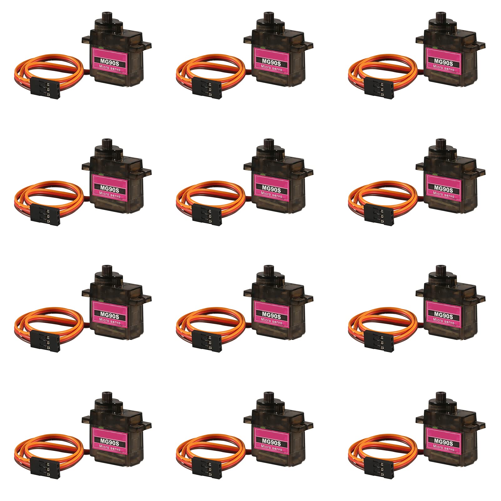 12PCS MG90S Micro Servo Motor 9G for Raspberry Pi Robotics Car Helicopter Airplane Boat 180 Degree Rotation