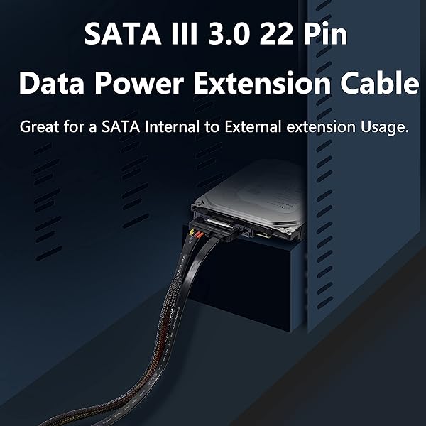 GELRHONR GELRHONR 22Pin SATA Power Extension Cable Male to Female 0.3M for HDD SSD Optical Drives DVD Burners PCI Cards 6Gbps Data Transfer - View 4 of 9
