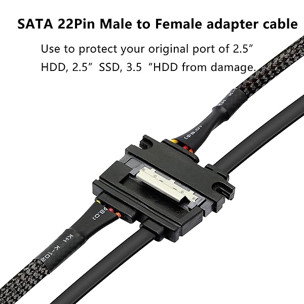 GELRHONR GELRHONR 22Pin SATA Power Extension Cable Male to Female 0.3M for HDD SSD Optical Drives DVD Burners PCI Cards 6Gbps Data Transfer - View 8 of 9