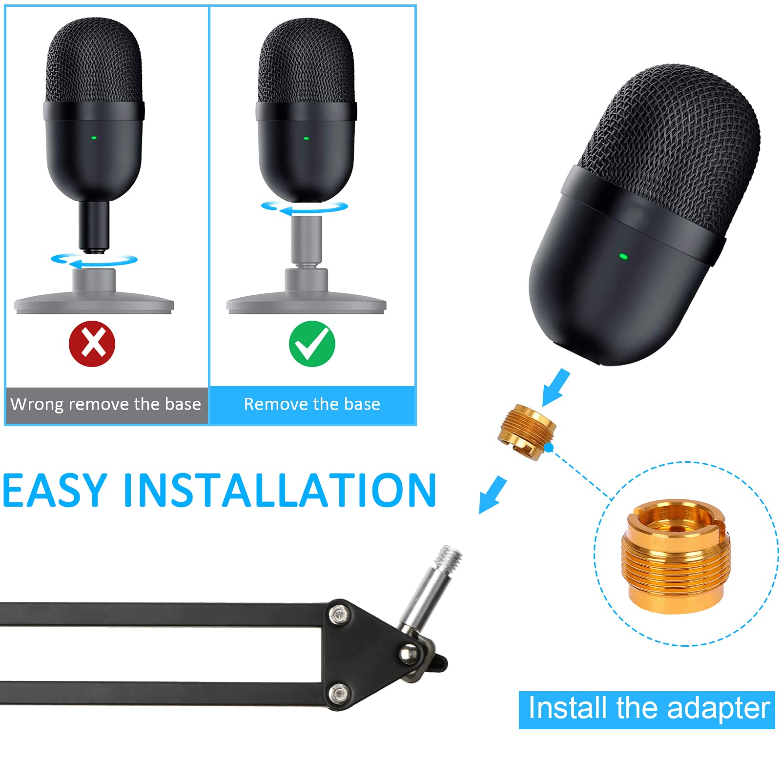 YOUSHARES Razer Seiren Mini Mic Boom Arm with Microphone Windscreen and Dual Layered Mic Pop Filter for Razer Seiren Mini USB Streaming Microphone by YOUSHARES - View 2 of 9