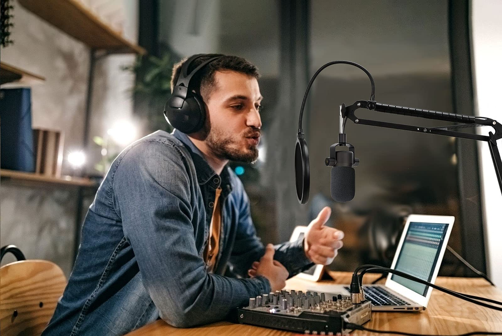 YOUSHARES Rode Podmic Stand with Microphone Windscreen and Dual Layered Mic Pop Filter for Rode PodMic Podcasting Microphone by YOUSHARES - View 8 of 8