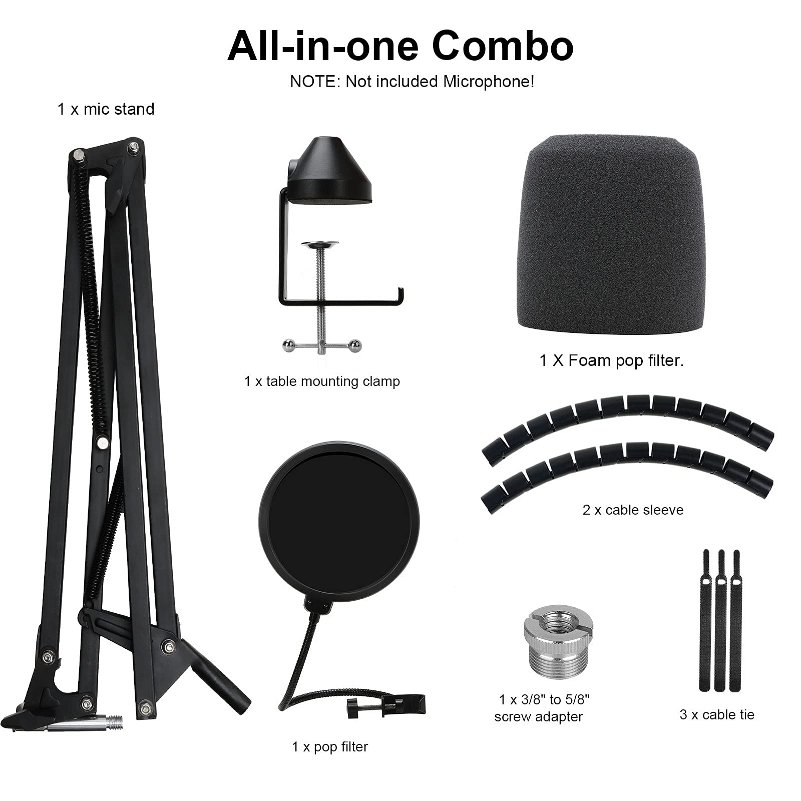 YOUSHARES YOUSHARES Enhanced MV7 Mic Stand with Windscreen - Heavy Duty Arm Compatible with Shure MV7 Microphone and MV7X, Boom Arm Stand with Pop Filter - View 6 of 7