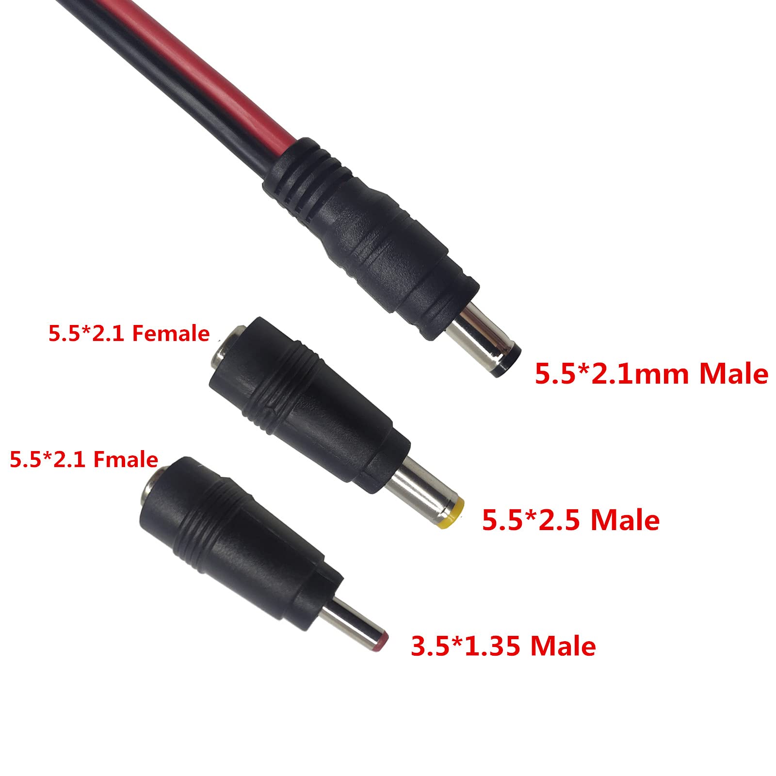 AEISVIK DC 5.5 x 2.1mm Car Charger Power Supply Cord 4ft 12v 24v Cigarette Lighter Male Plug with LED Light 16AWG Wire 15A Fuse for Devices - View 4 of 9